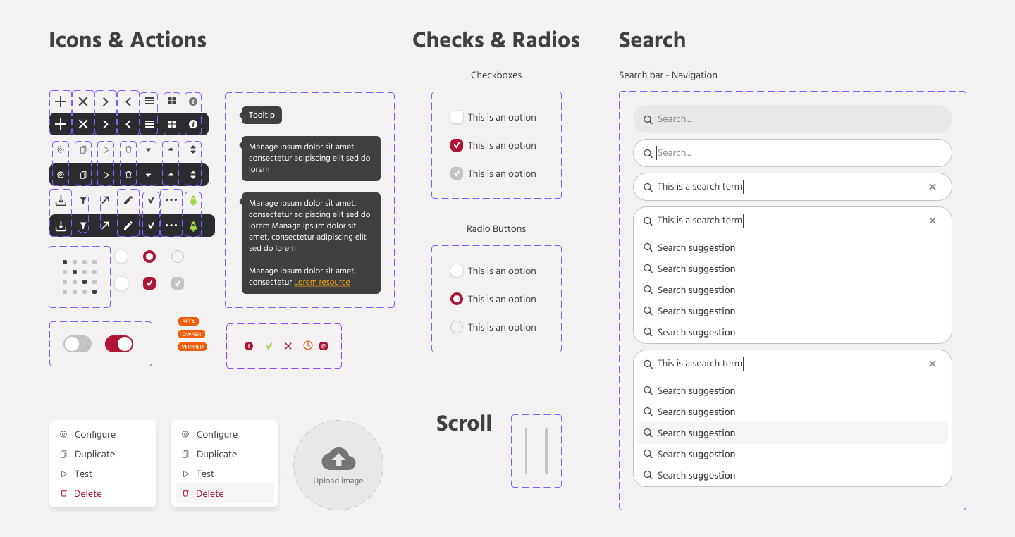 Engati design system: Icons, actions & search