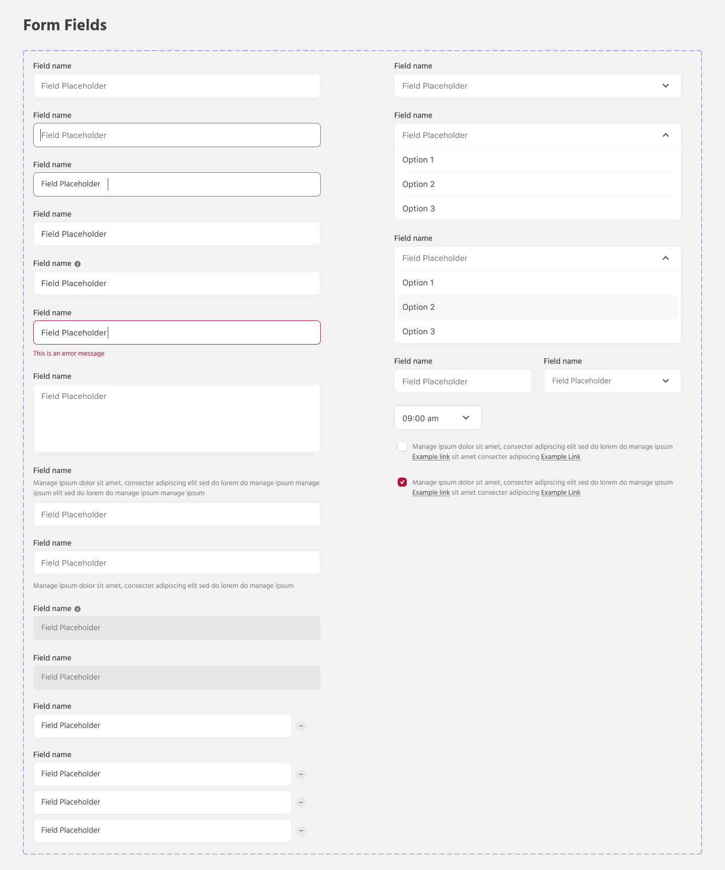 Engati design system: Form fields
